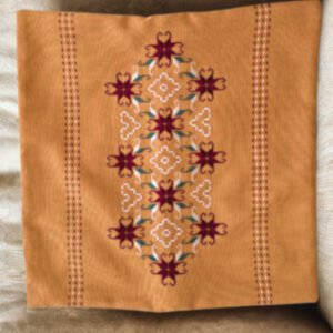 Hand-Embroidered Tribal Panel – Red Floral Medallion